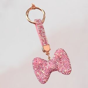 Sparkling Pink Bow Bag Charm / Keychain